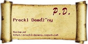 Preckl Demény névjegykártya